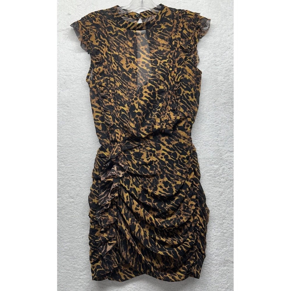 ALLSAINTS Womens Size 2 Hali Ambient Sleeveless Leopard Print Mini Dress (M1)
